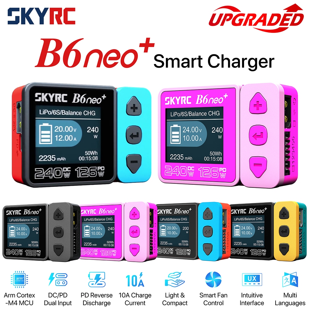 ​Skyrc B6neo+ เครื่องชาร์จอัจฉริยะกําลังสูง DC240W PD126W Multiuage Balance Charger ใหม่ B6neo ปลั๊ก