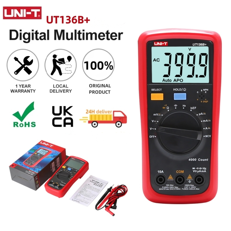 UNI-T UT136B+ UT136C+ LCD มัลติมิเตอร์แบบดิจิตอล เครื่องวัดกระแสไฟตรง AC DC มิเตอร์วัดไฟเเบบดิจิตอล