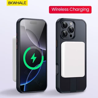 BKWHALE 360° วงเล็บหมุนได้เคสโทรศัพท์แม่เหล็กสําหรับiPhone 16 Pro Max 17e 16e 17 Pro Max 17Air 12 13 14 15 Pro Max 16 Plusโปร่งแสงปกหลังแม่เหล็กพับขาตั้งปลอก