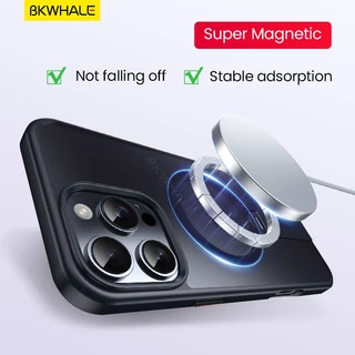BKWHALE 360° วงเล็บหมุนได้เคสโทรศัพท์แม่เหล็กสําหรับiPhone 16 Pro Max 17e 16e 17 Pro Max 17Air 12 13 14 15 Pro Max 16 Plusโปร่งแสงปกหลังแม่เหล็กพับขาตั้งปลอก