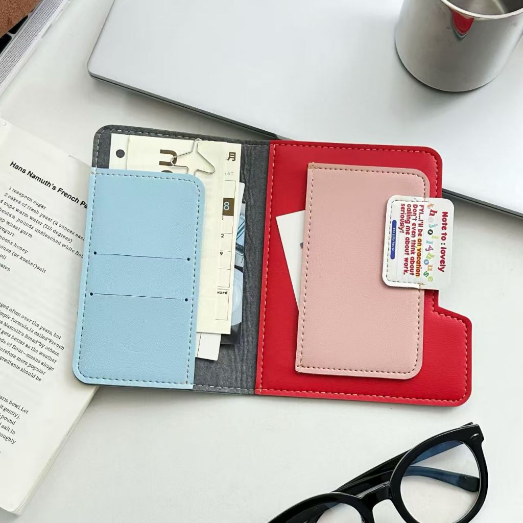 Ontc Color Matching Passport Holder ins Travel Card Holder Niche Document Multifunctional Bill Holder Storage Bag Card Holder - รูปที่ 6