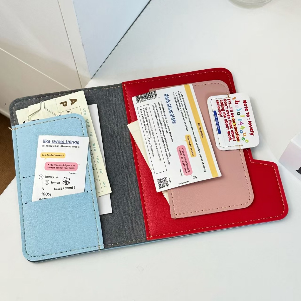 Ontc Color Matching Passport Holder ins Travel Card Holder Niche Document Multifunctional Bill Holder Storage Bag Card Holder - รูปที่ 7