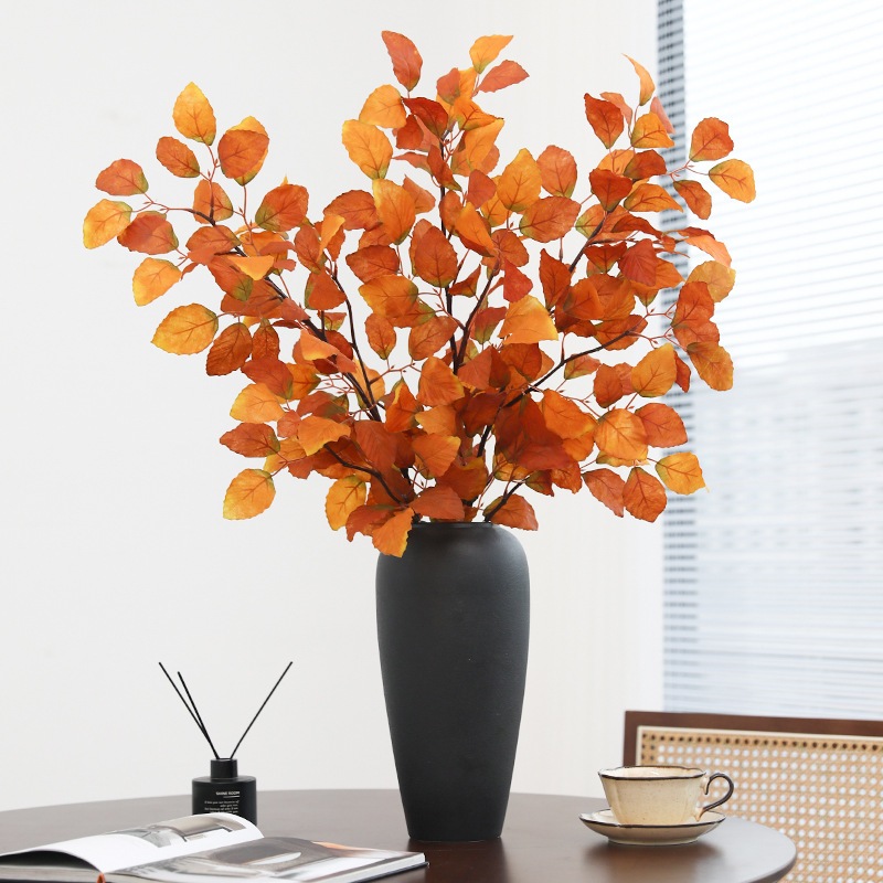 ดอกไม้ประดิษฐ์ North American Beech Leaf ฤดูใบไม้ร่วง Vintage Leaf Home Soft Floriculture ออกแบบจําลองพืชสีเขียว