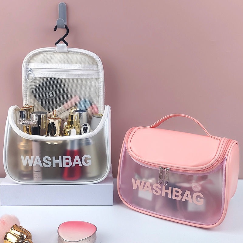 กระเป๋าแต่งหน้าแบบใส กันน้ำ กระเป๋าเครื่องสําอาง pvc ติดซิป โปร่งใส Travel Wash Bag