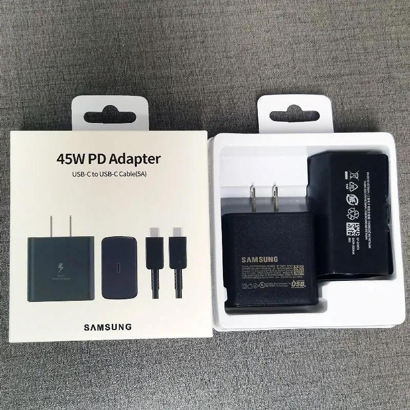 Samsung 45W US Plug Charger PD Super Charge Adapter สําหรับ Galaxy S20 S22 S23 S24 S25Ultra หมายเหตุ