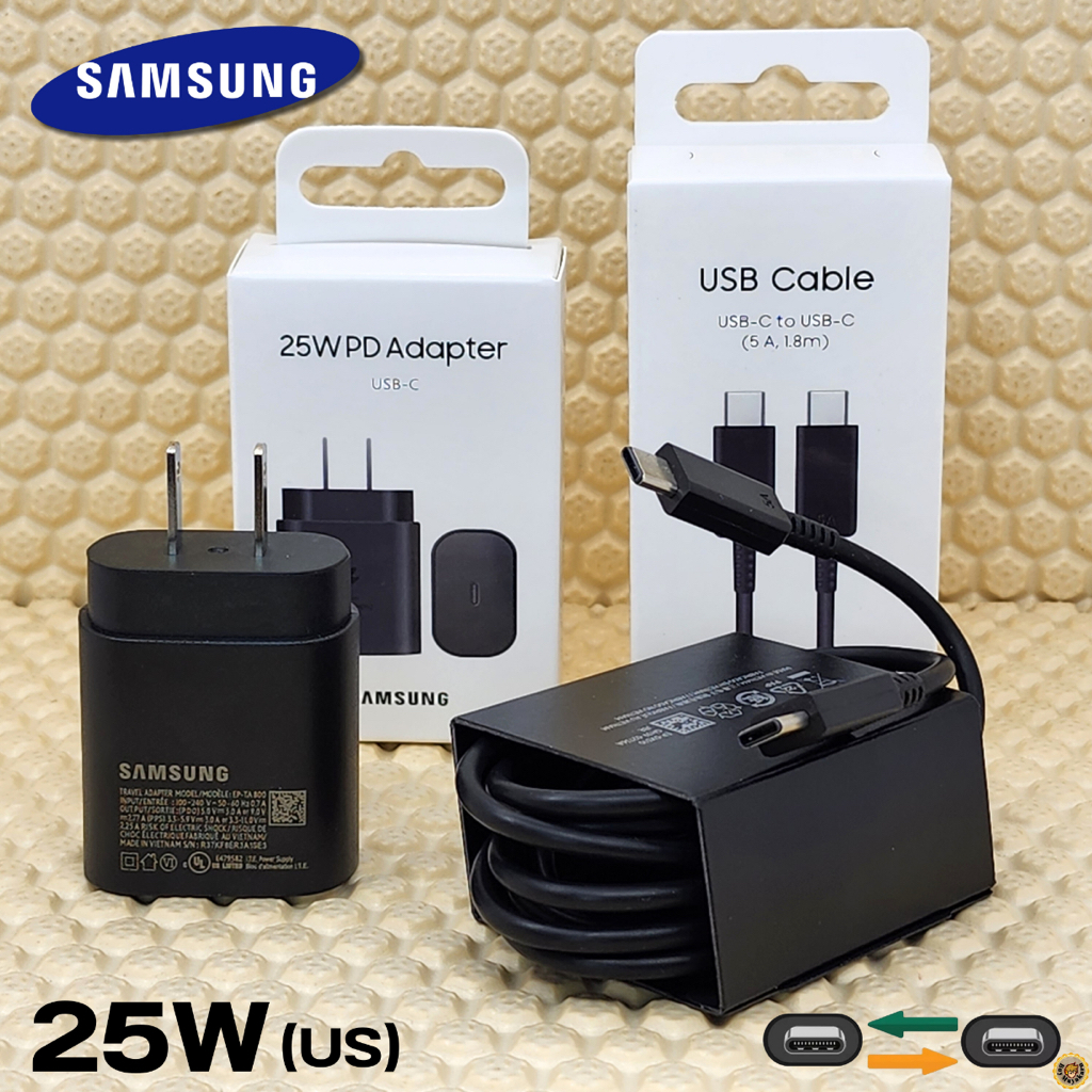 ที่ชาร์จ Samsung 25W (US) หัวชาร์จ Usb-C สายชาร์จ Type-C สำหรับ ซัมซุง S23 fe Adaptive Fast Charging