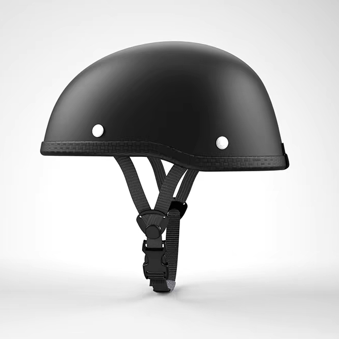 หมวกกันน็อคครึ่งใบ หมวกกันน็อคมอเตอร์ไซค์วินเทจ Retro Racer Scooter สีดําด้าน EPS ซับใน DOT ได้รับการรับรอง