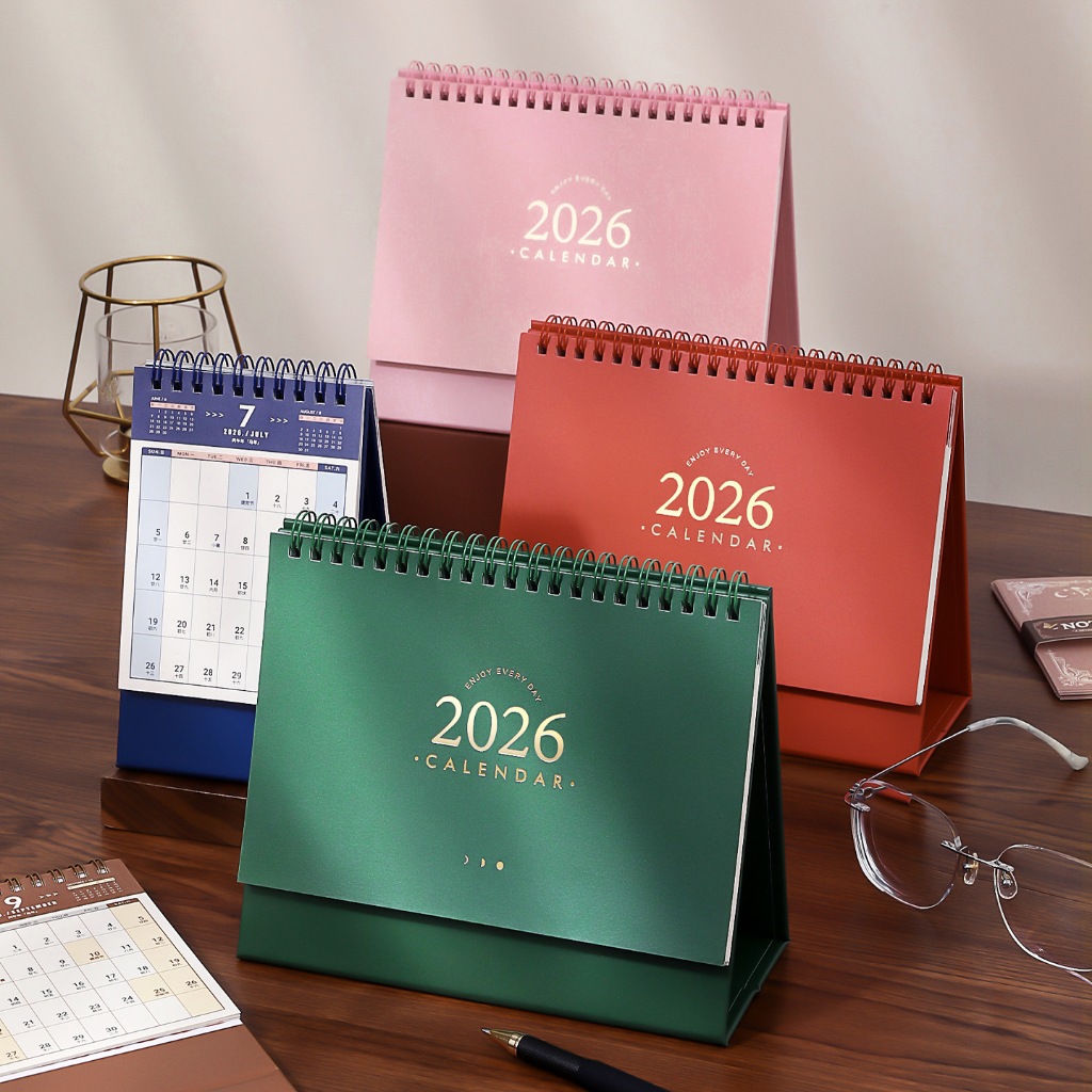 OHAYA | 2026 ปฏิทิน Gilding ปฏิทินตั้งโต๊ะ ปฏิทินตั้งโต๊ะ เดสก์ท็อป Memo Desktop Notepad ปฏิทิน ปฏิทิน ปฏิทินรายเดือน Memo Self