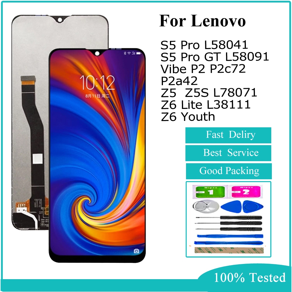 LCD สําหรับ Lenovo S5 Pro L58041 S5 Pro GT L58091 Vibe P2 P2c72 P2a42 Z5 Z5S L78071 Z6 Lite L38111 Z