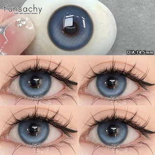 0.0~-800° Funschy blue ตอนแทคเลนส์สายตาสั้น สีฟ้า ตาโต เลนส์สี 1คู่+ตลับคอนแทคเลนส์ ส่งไวจากไทย