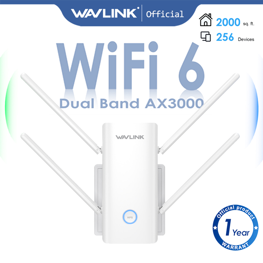 WAVLINK AX3000 Dual Band Wi-Fi 6 Repeater/AP/Router WiFi Amplifier พร้อมเสาอากาศ 160MHz Bandwidth 4x