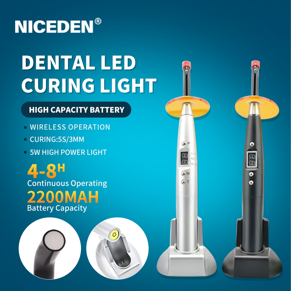 Niceden ทันตกรรม LED Curing Light Curing Machine ไร้สายไร้สาย Curing โคมไฟ ABS ภาพวาด 5W Power