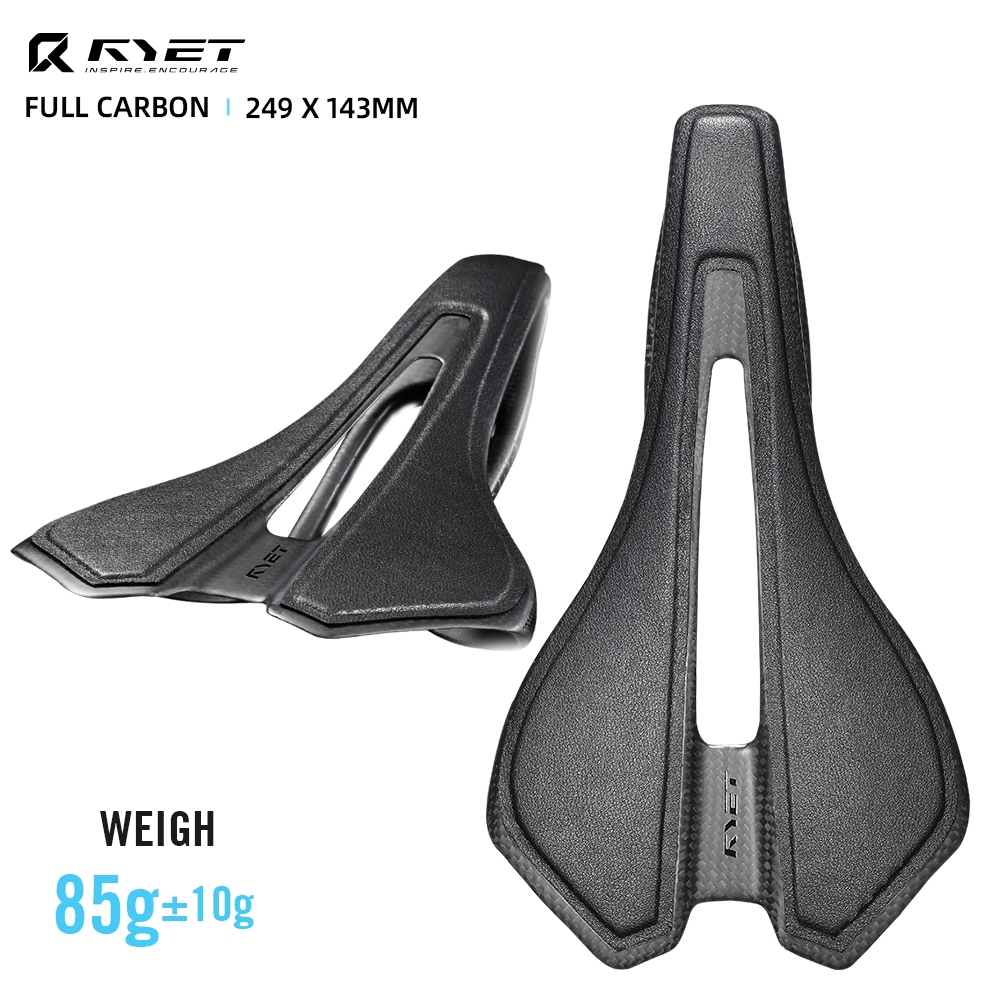 สต็อกพร้อม! RYET ใหม่คาร์บอนเต็มรูปแบบ Ultralight 85g อานจักรยานสําหรับ MTB/Gravel/Road จักรยาน 7x9 Dual-Track Hollow Design 249x144 มม.Racing Saddle