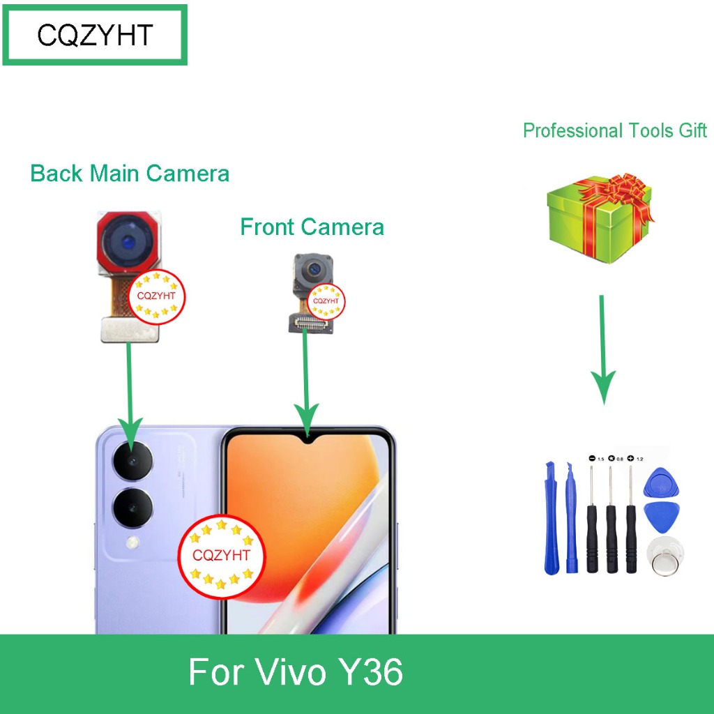 กล้องด้านหลังสําหรับ Vivo Y36 V2247 / Vivo Y36 5G V2248 และชิ้นส่วนเปลี่ยนกล้องด้านหน้า