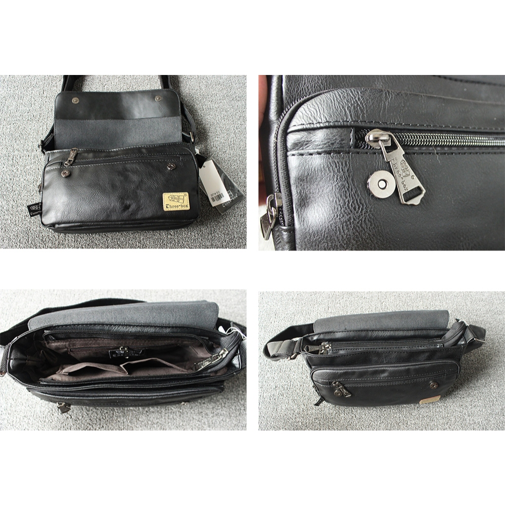 🌞SUNWISH🌞 -Threebox - No.3571 พลัสขนาดกันน้ำทนทานหนังกระเป๋าสะพายสำหรับผู้ชาย - รูปที่ 5
