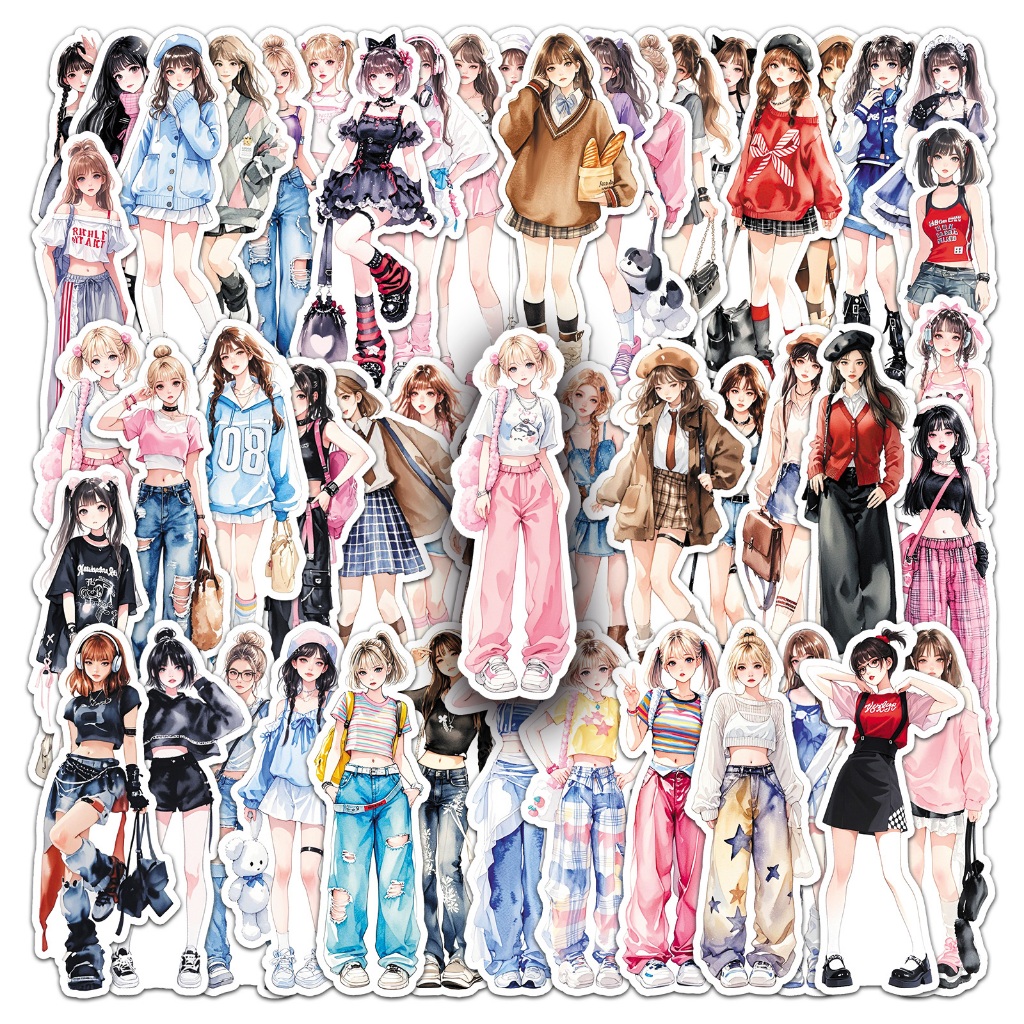 50 ชิ้นส่วนบุคคลแฟชั่นรุ่นสติกเกอร์สําหรับเคสโทรศัพท์ Tumbler สติกเกอร์รถ Graffiti กันน้ํา Creative DIY