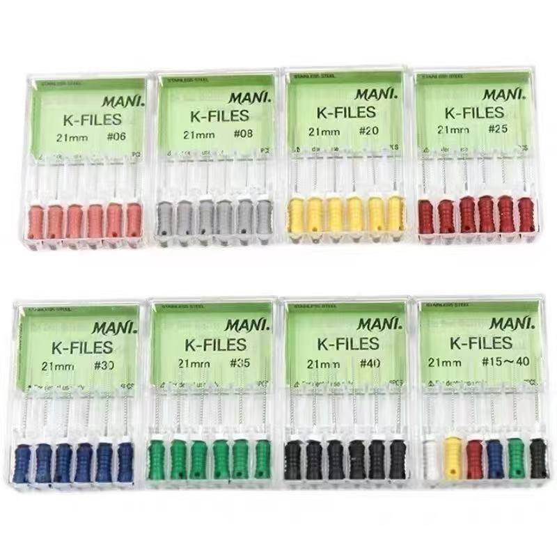 ทันตกรรม K-Files สแตนเลส Root Canal Endodontic แฟ้มทันตกรรมมือใช้ K ไฟล์เครื่องมือ