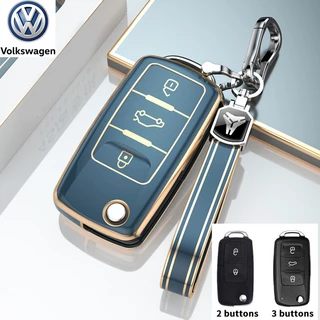 Volkswagen Caravelle Polo Golf ที่หุ้มกุญแจรถแบบพลิก Tiguan Passat Jetta Touran Sharan เคสกุญแจรีโมทแบบพับได้
