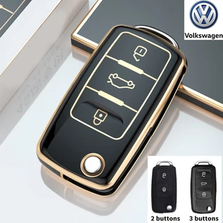 Volkswagen Caravelle Polo Golf ที่หุ้มกุญแจรถแบบพลิก Tiguan Passat Jetta Touran Sharan เคสกุญแจรีโมทแบบพับได้