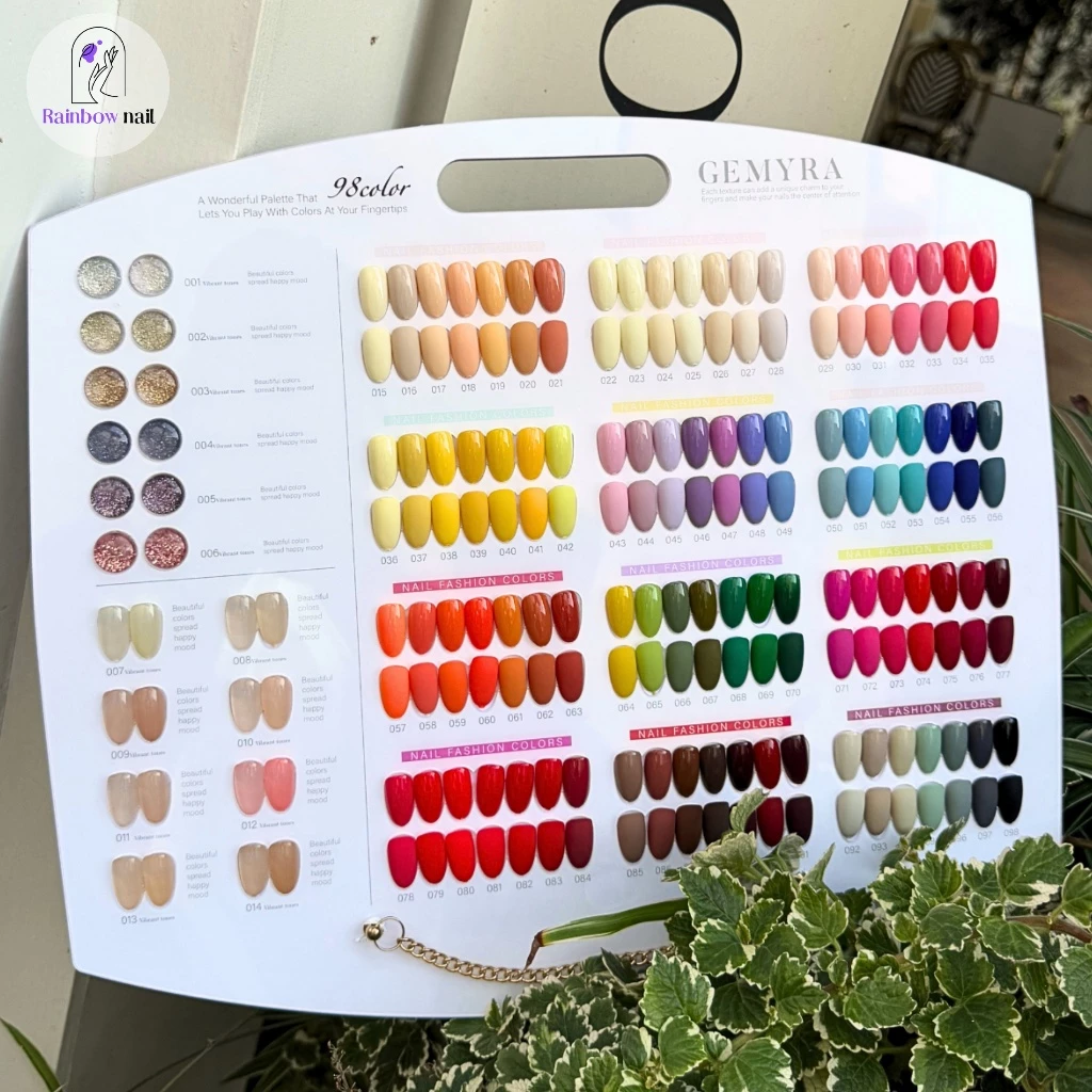 GEMYRA ชุดยาทาเล็บเจล 98 สี เจลน้ําเชื่อม เจลกลิตเตอร์ เจลสีทึบ แถมการ์ดสี base+top