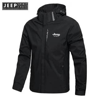 JEEP SPIRIT 1941 ESTD เสื้อแจ็คเก็ตกันฝนกันน้ําผู้ชายน้ําหนั…