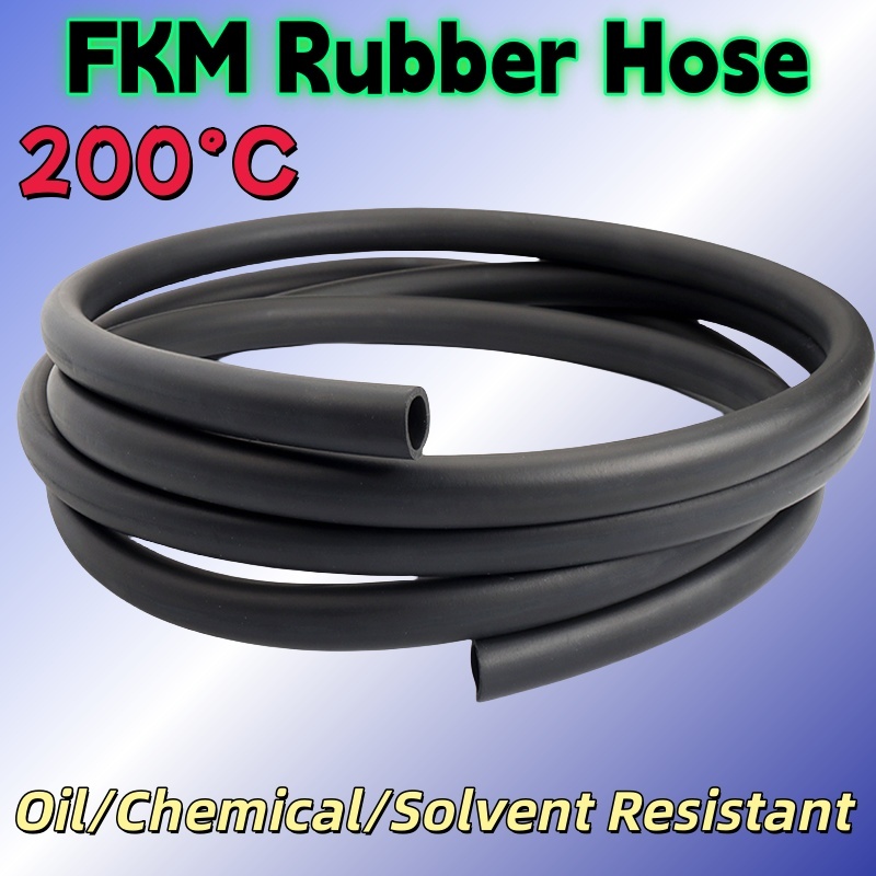 High Temp 200°CBlack FKM สายยาง - ท่อยืดหยุ่นทนน้ํามัน/เคมี/ทนเลื่อน, ท่อเชื้อเพลิงสําหรับยานยนต์, อุตสาหกรรม, ระบบไฮดรอลิก (5 มม.-25 มม.)