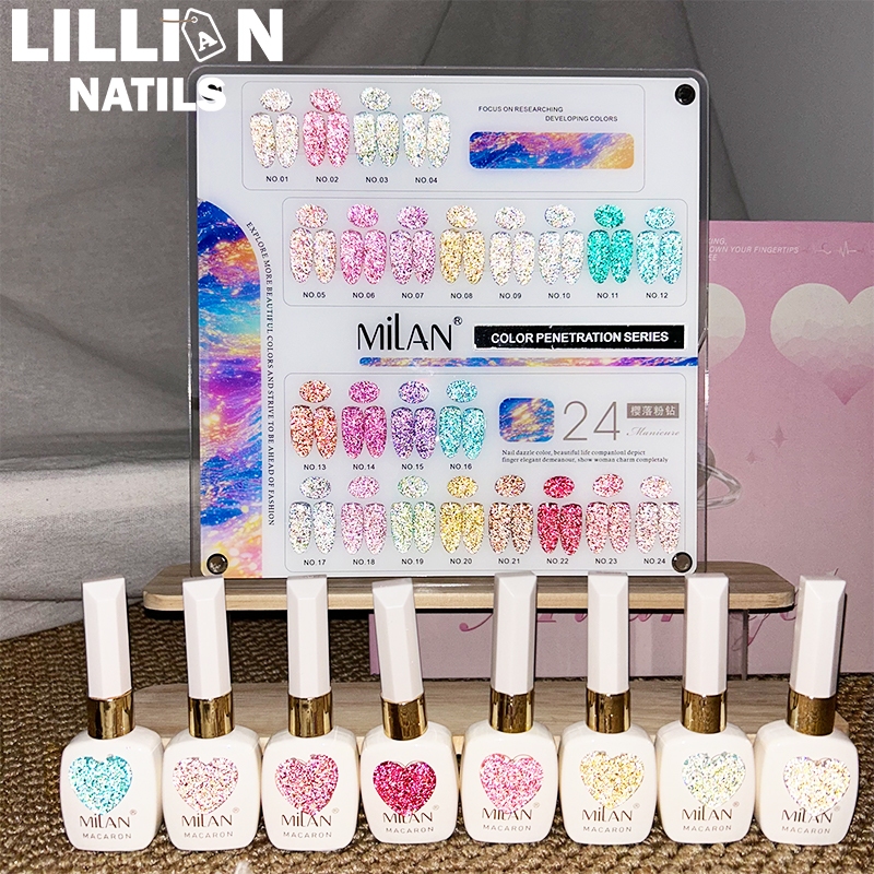【พร้อมส่งในไทย】MILAN  24สี สีเจลแฟลช (milan) สีเจลทาเล็บ ยาทาเล็บเจล ฟรีชาร์ทสี สีเจล สีเจล ยกเซต ราคา ถูกที่สุด ดีลบีเคเค แกลเลอรีภาพที่ 2