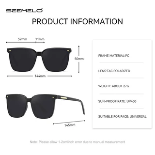 SEEMELO แว่นตากันแดดแฟชั่นกรอบใหญ่แว่นตากันแดด UV400 ป้องกัน TAC แว่นตากันแดดโพลาไรซ์แว่นตาป้องกันดวงตาสําหรับผู้ชายผู้หญิง