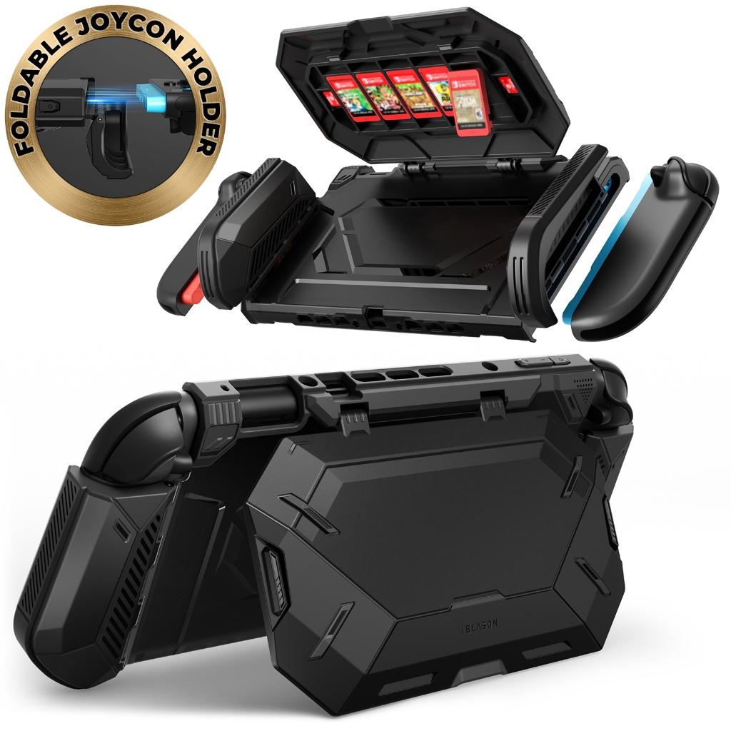 I-Blason Matrix สําหรับ Nintendo Switch 2 กรณีพร้อมขาตั้ง Dockable พับ JoyCon ผู้ถือการ์ดเกมจัดเก็บการออกแบบตามหลักสรีรศาสตร์สบาย Grip All in One ป้องกันกันชนการ์ด