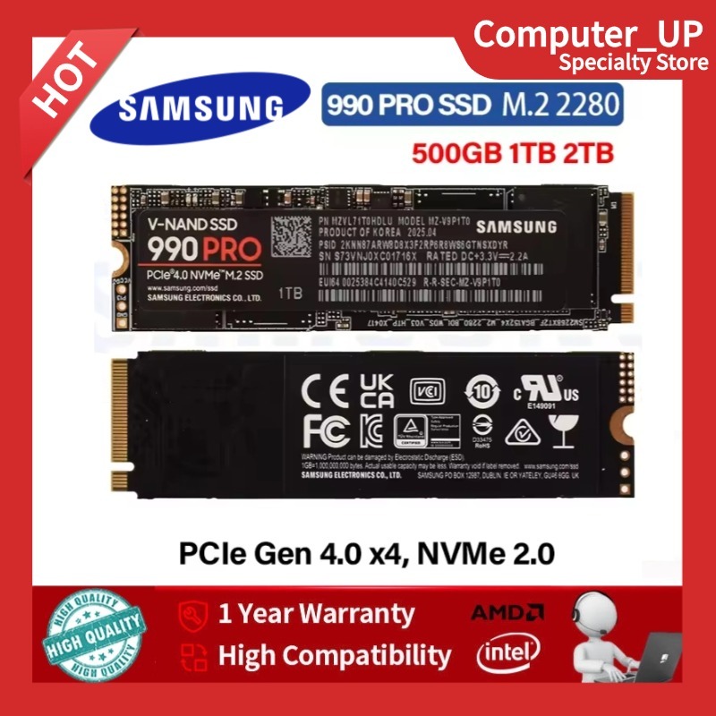 OEM SAMSUNG 990 PRO SSD 500GB 1TB 2TB PCIe 4.0 M.2 2280 ฮาร์ดไดรฟ์ Solid State ภายใน Seq ความเร็วในก