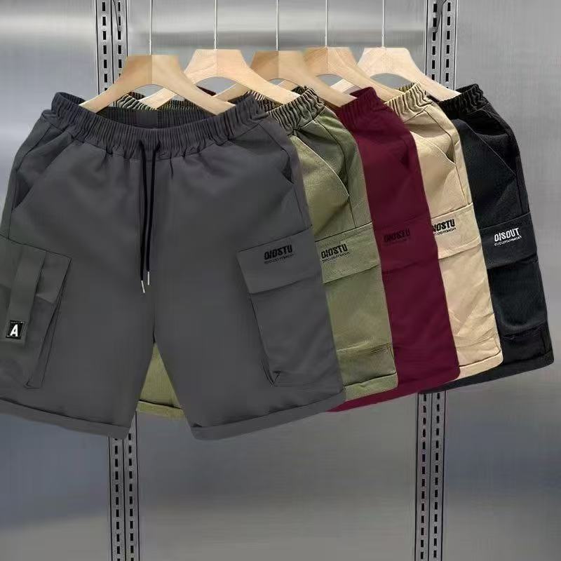 [พร้อมส่ง] กางเกงห้าส่วนผู้ชาย เอวยางยืด+กระเป๋าหลัก ✦ไซส์ใหญ่✦ แนวสตรีท ✦