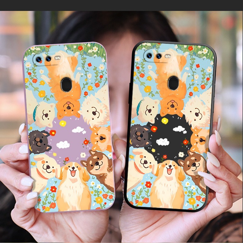 เคสสําหรับOPPO A7 2018 A5S AX5S AX7 A7N A12 A12S A11K REALME C30 A57 2022 C30S A77 4Gน่ารักสุนัขครอบ