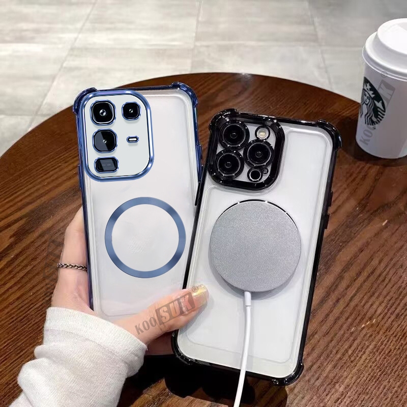 ปลอกสําหรับ infinix Note 50 Pro 4G 50S 50X Note50 Pro + 5G แม่เหล็กดึงดูดแผ่นนุ่มใสชุบเคสโทรศัพท์ป้องกันปกหลัง