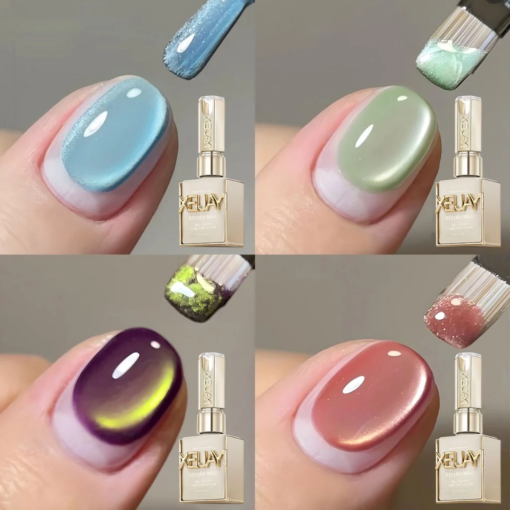 ชุดน้ำยาทาเล็บตาแมว 4 สี สีชมพู เขียว น้ำเงิน และม่วง เงางามติดทนนาน สำหรับร้านทำเล็บและงาน ในบ้าน