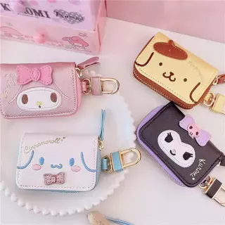 SANRIO กล่องกุญแจซานริโอ้ Melody Cinnamon Roll Kuromi คีย์บอร์ดในรถยนต์ Remote Access Storage กระเป๋าใบเล็ก PU จี้จี้พวงกุญแจกระเป๋าสตางค์