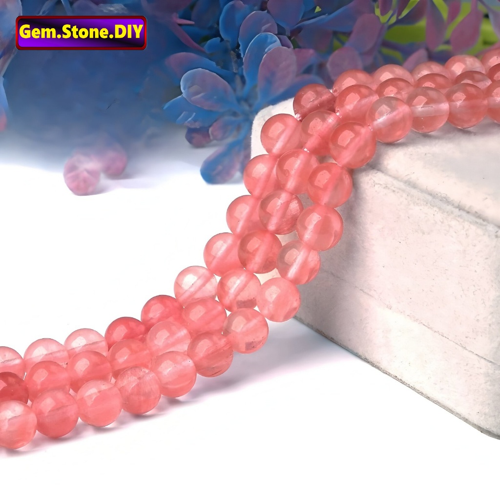 Watermelon Red Quartz Natural Stone，Loose Bead แตงโมสีแดงควอตซ์หินธรรมชาติ,หลวมลูกปัด ตัวเว้นวรรค สําหรับสร้อยข้อมือ/สร้อยคอ/แหวน/ต่างหู,ขายส่งทําด้วยมือทําเองเครื่องประดับอุปกรณ์เสริม,สร้อยข้อมือหินคริสตัลหิน,อัญมณีส