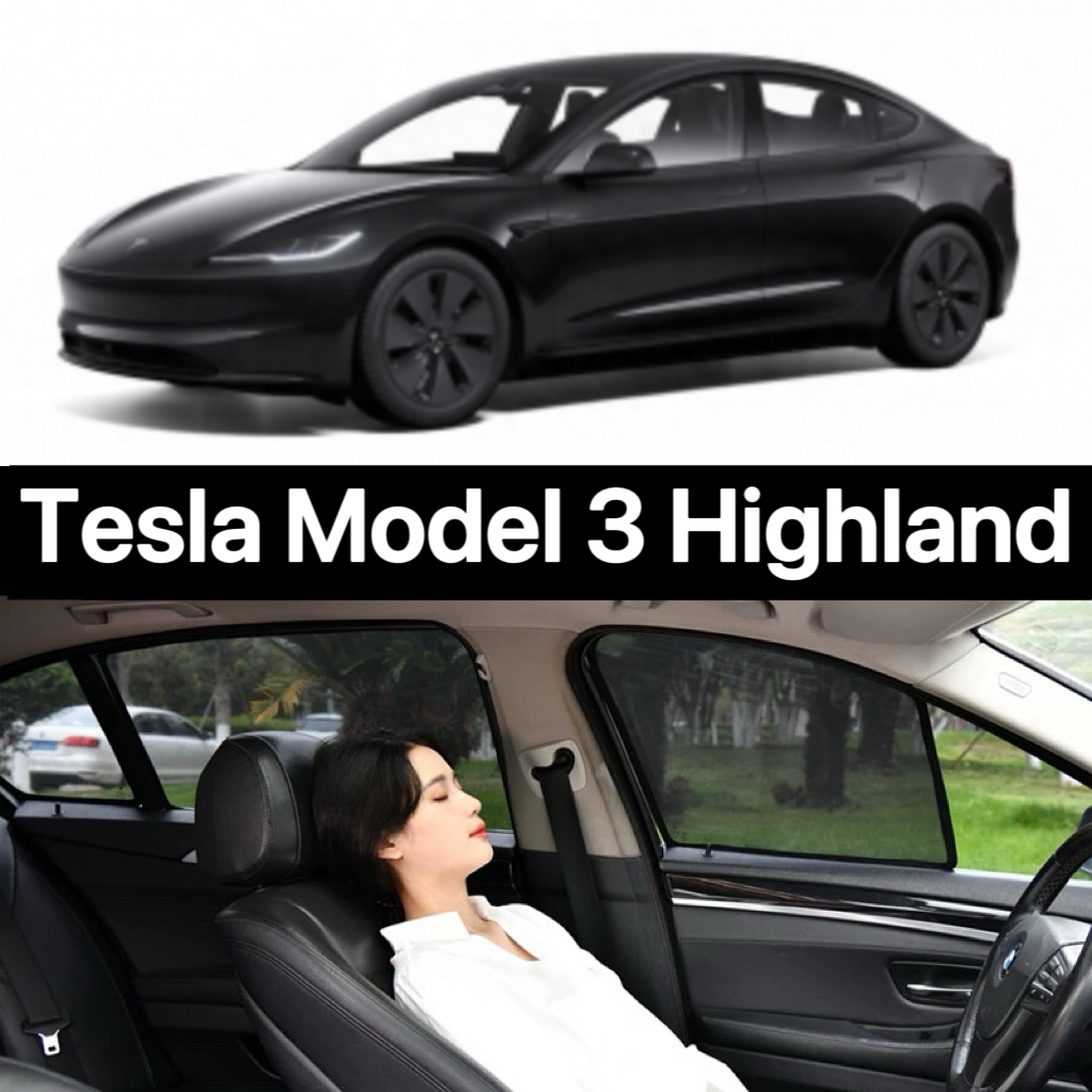 ม่านบังแดดหน้าต่างรถยนต์สําหรับ Tesla Model 3 Highland 2023-Up ผ้าม่านหน้าต่างป้องกันแสงแดด Anti-ยุง Shade ผ้าม่าน