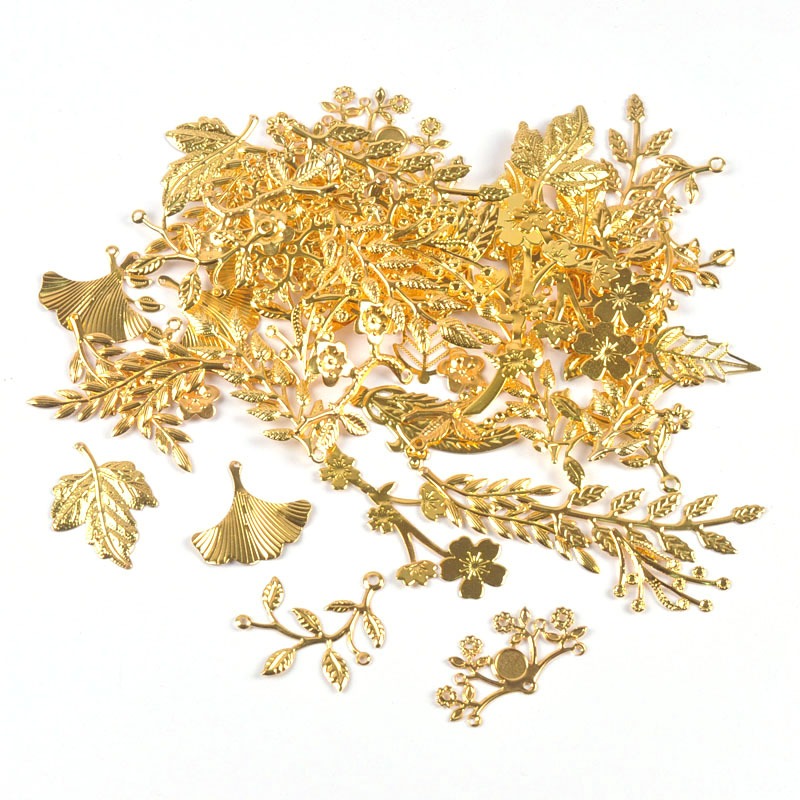 Gold Leaf Filigree Wraps 18-78 มม. 10-50 ชิ้น สำหรับทำเครื่องประดับและตกแต่งบ้าน DIY