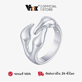 Vnox แฟชั่นสแตนเลสกันน้ําเปิดแหวน Minimalist Charms Sliver ส…