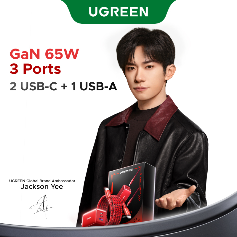 【 แจ็กสัน อี้ แนะนำ】UGREEN ชุดชาร์จเร็ว 65W GaN + สายชาร์จเร็ว 100W USB C to C ยาว 1M