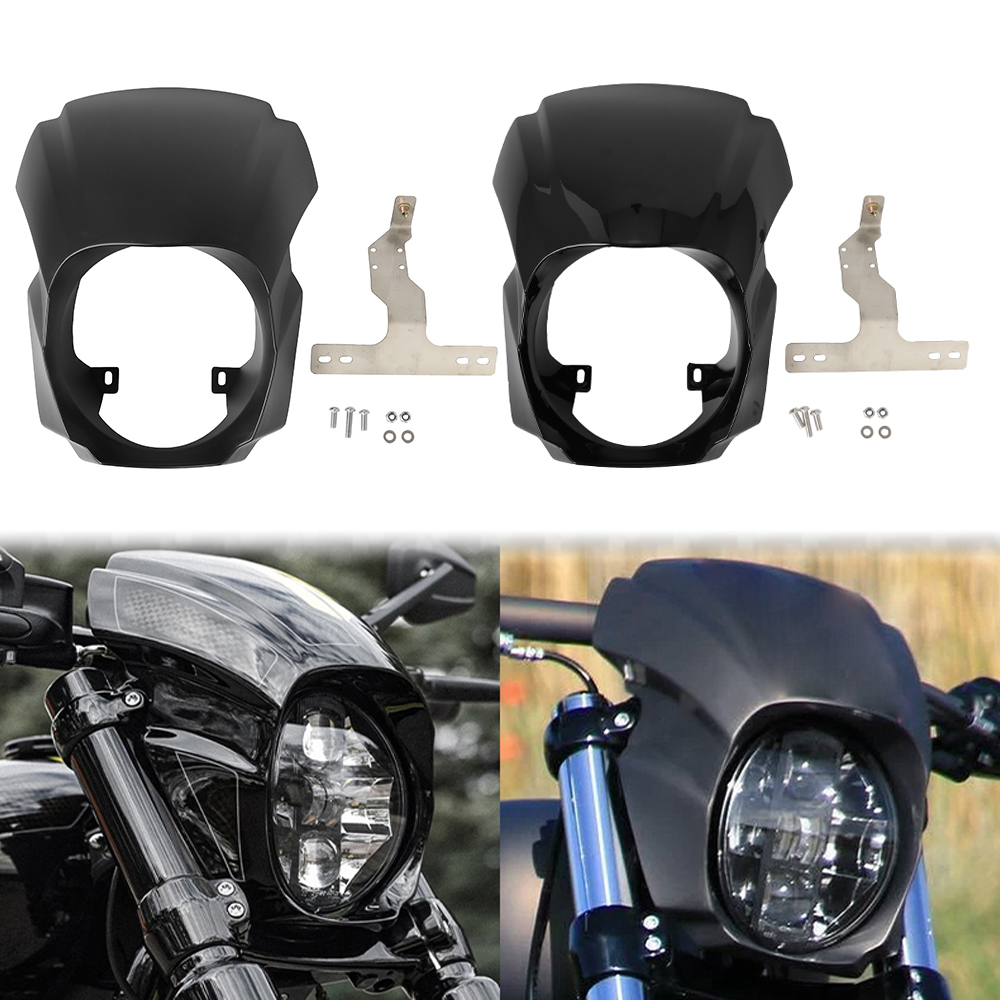 รถจักรยานยนต์ Gloss สีดําด้านหน้าไฟหน้า Fairing ฝาครอบพลาสติก ABS สําหรับ Harley Softail Breakout FXBR FXBRS 2018-2022 2021 2020