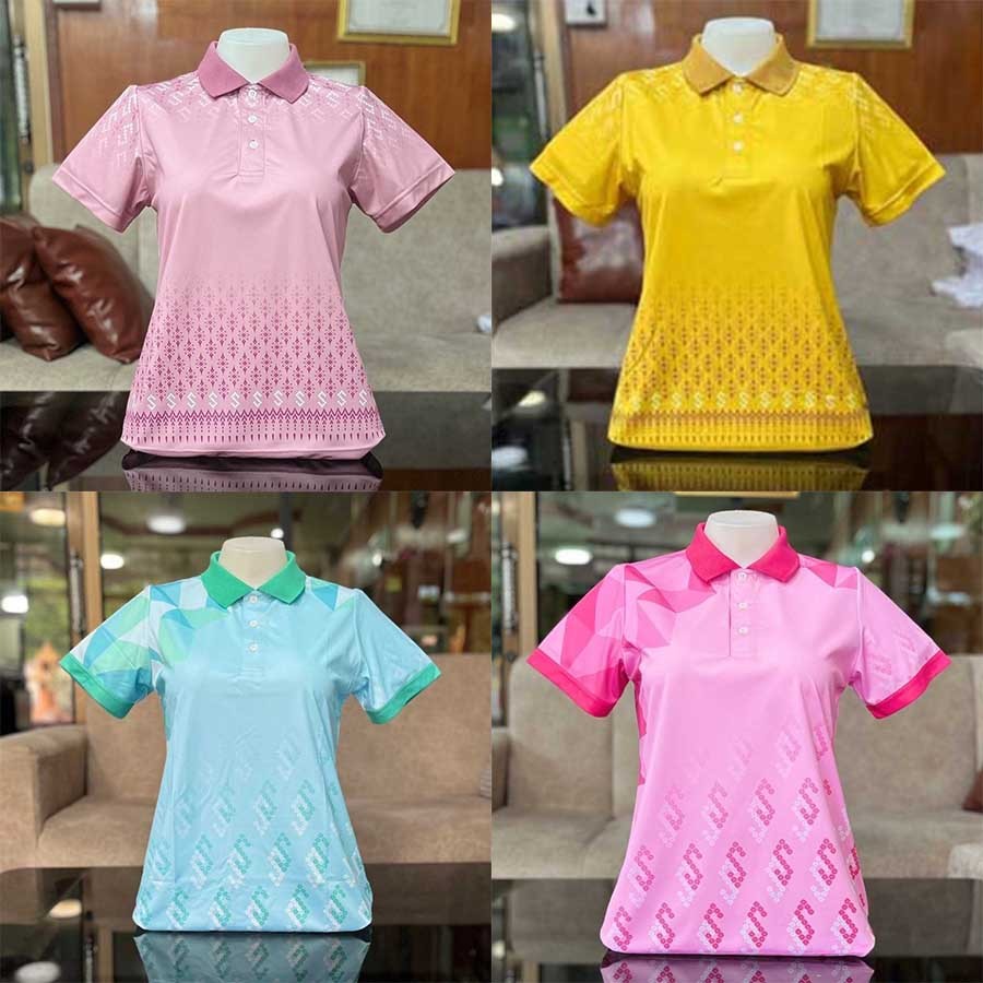 เสื้อโปโลผู้หญิงไมโครไฟเบอร์สบายๆหลวมไทยโปโลเสื้อยืดปกปุ่มด้านบนกีฬากลางแจ้งระบายอากาศใส่ได้ทั้งชายและหญิง เสื้อเหลือง72 พรรษา