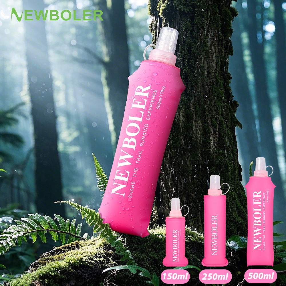 NEWBOLER 150ml 250ml 500ml สีสัน Soft Flask TPU ขวดน้ําซิลิโคนพับได้กีฬากลางแจ้งเดินทางวิ่งออกกําลังกาย BPA ฟรี