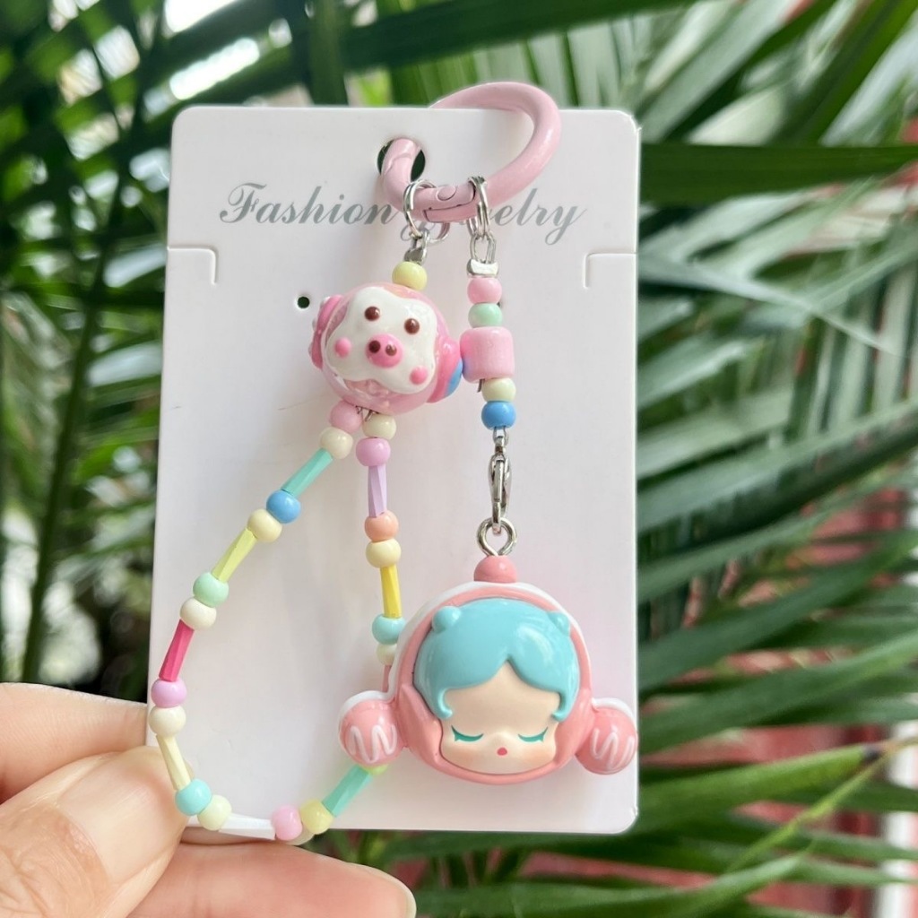Pop Mart น่ารักเม็ด SP labuu ins สไตล์โซ่โทรศัพท์มือถือ Dopamine จี้พวงกุญแจประกอบของขวัญ