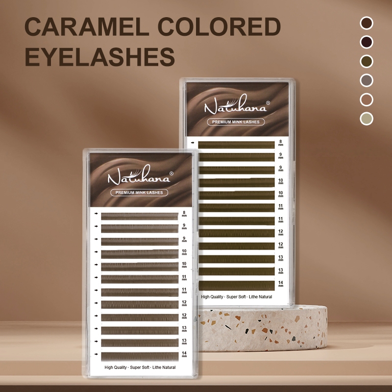 NATUHANA ขนตา ชนิด C D สีน้ำตาล ขนตาต่อ ขนตาปลอมนุ่ม แฮนด์เมด อุปกรณ์แต่งหน้าขนตา