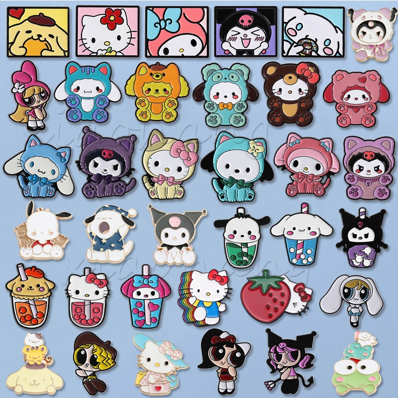 อะนิเมะ Sanrio เคลือบ Pin การ์ตูน Kuromi Mymelody HelloKitty เข็มกลัดปกป้ายอุปกรณ์เสริมของขวัญสําหรับเด็ก