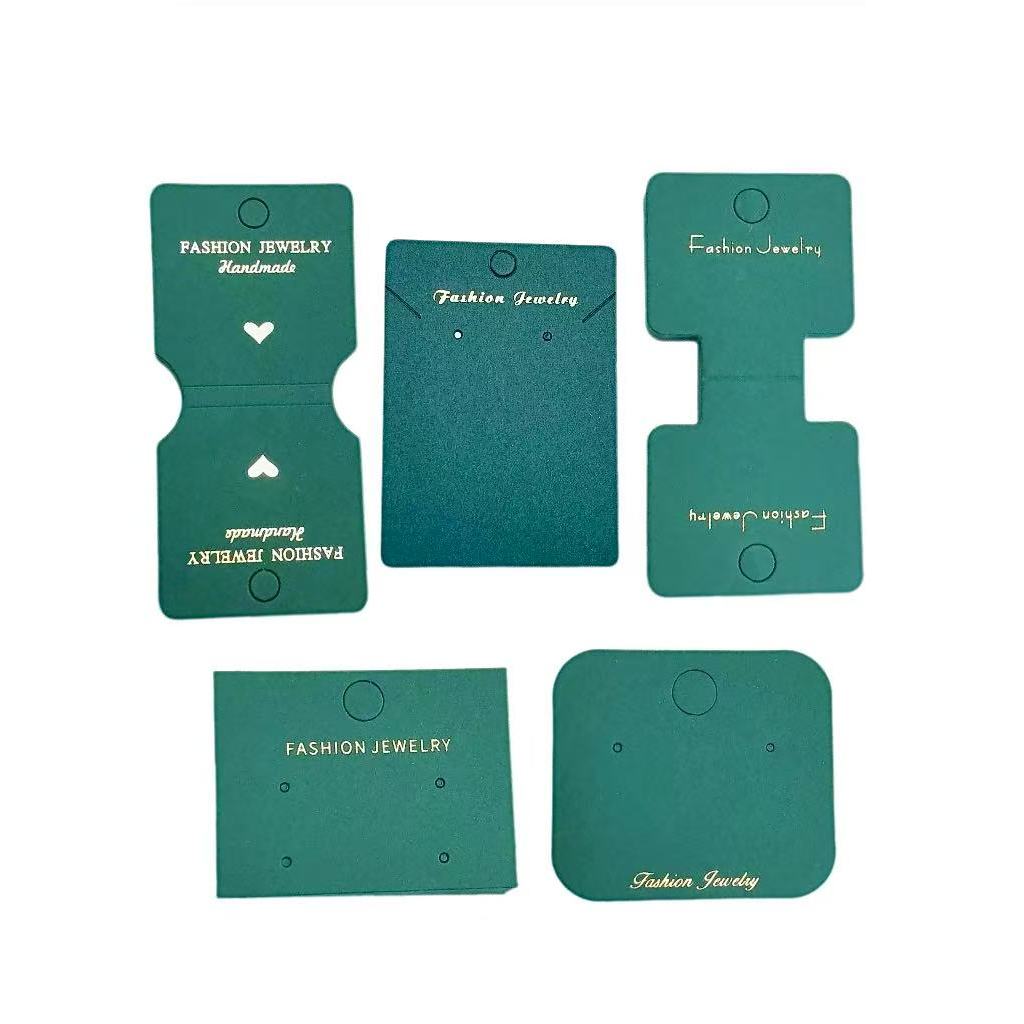 100 แผ่นใหม่หนา High-End ต่างหูสีเขียวเข้ม Gilding กระดาษแข็งเครื่องประดับบรรจุภัณฑ์แท็ก DIY โฮมเมดเครื่องประดับวัสดุ