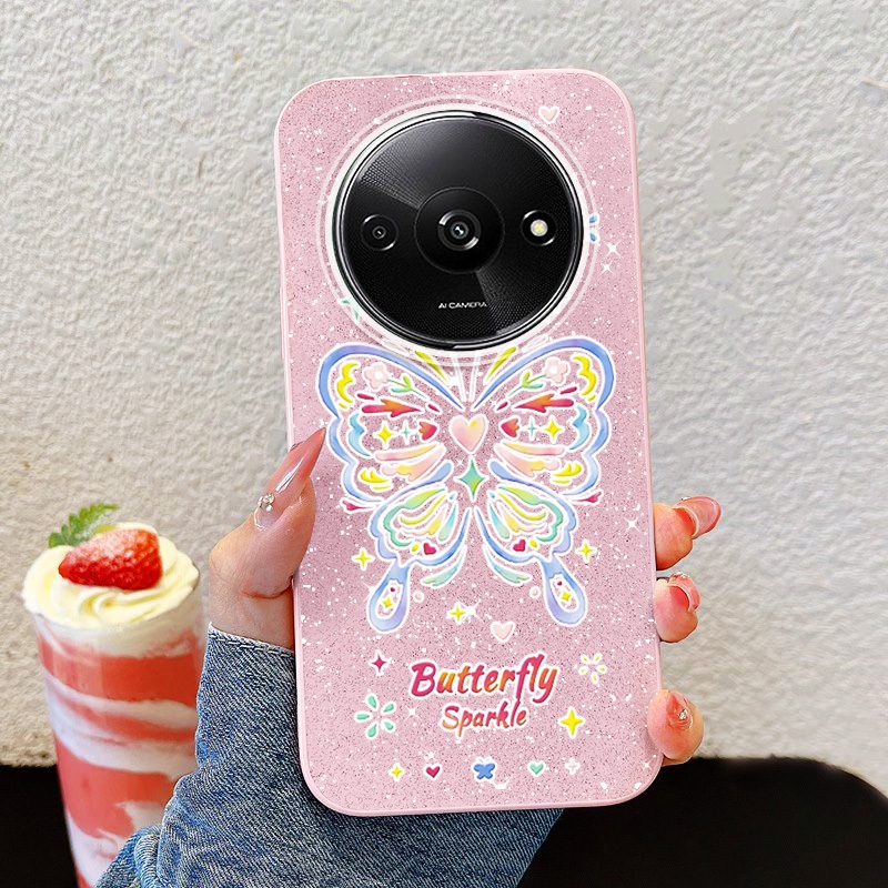 YBD INS ผีเสื้อสําหรับ Redmi A3 4G A3X 4G Xiaomi Poco C61 4G วรรณกรรมและศิลปะดอกไม้ไฟที่มีสีสันบุคลิ