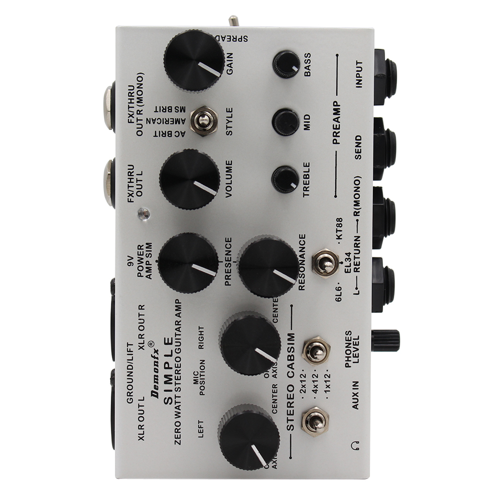 Demonfx SIMPLE DI Box Effect Pedal Preamp Simulator Pedal,Power Amp Sim Pedal สเตอริโอ Cab Simulator