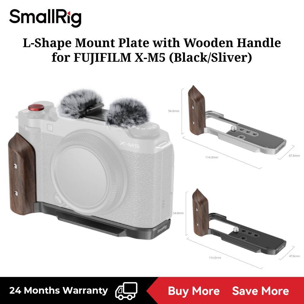 SmallRig L-Shape Mount Plate พร้อมด้ามไม้สําหรับ FUJIFILM X-M5 (สีดํา) #5260,(เศษไม้) #5261